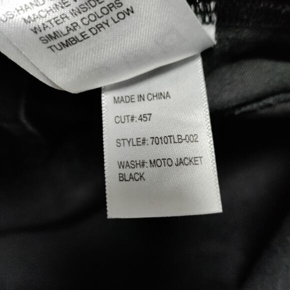 Articles Of Society Moto Jacket Black Denim Faux Fur Collar Zippered Pockets M - Picture 8 of 11